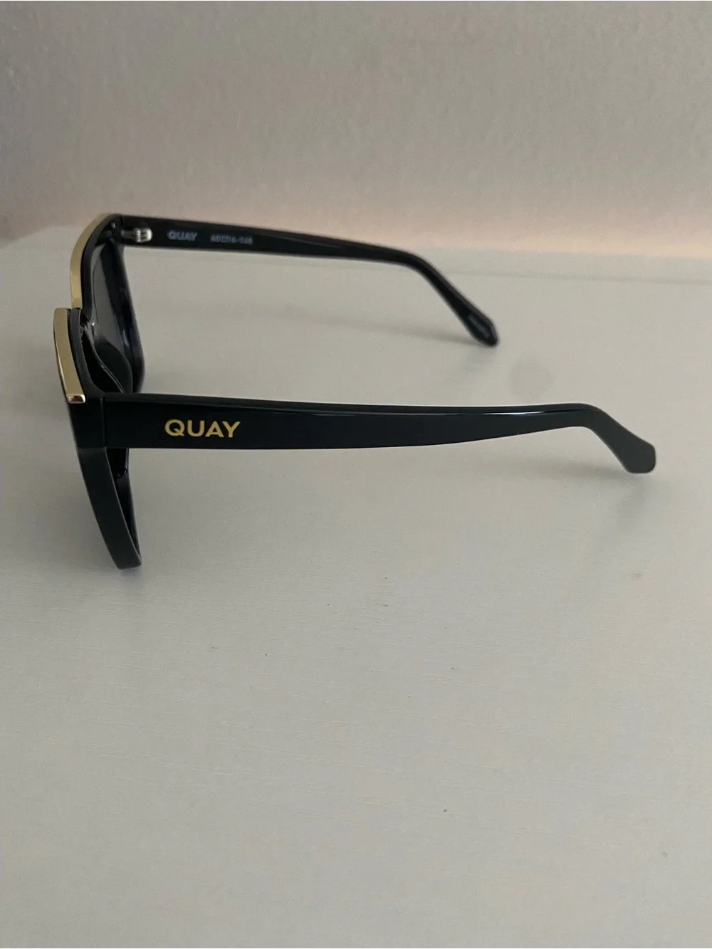Quay Australia Level Up Black Sunglasses with Gold Trim